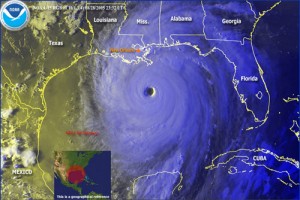 L'ouragan Katrina à l'approche de la Louisiane. Source : NOAA