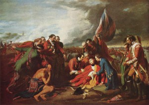 The Death of General Wolfe. Huile sur toile Benjamin West (1770). Source : Wikimedia Commons