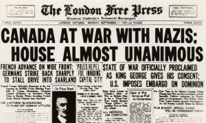 Première page du London Free Press (11 sept. 1939)