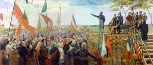 Manifestation des Canadiens contre le gouvernement anglais, à Saint-Charles, en 1837 Huile sur toile de Charles Alexander Smith (1890)