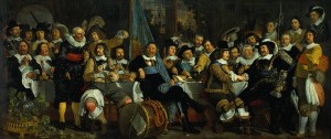 The Celebration of the Peace of Münster, 18 June 1648 in the Headquarters of the Crossbowman's Civi Bartholomeus van der Helst (1613-1670) Oil on canvas c1649 547 x 232 cm (17' 11.35" x 7' 7.34") Rijksmuseum (Amsterdam, Netherlands)