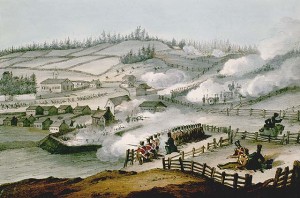 L'attaque britannique sur Saint-Charles Aquarelle anonyme (1837)