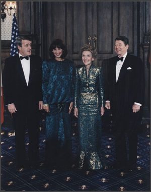 Les couples Mulroney et Reagan lors du «sommet irlandais» à Québec en 1985 Source : White House Photographic Office