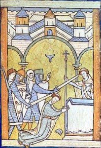 Le meurtre de Thomas Becket Enluminure médiévale anonyme (ca1200)