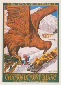 Affiche des jeux de 1924 à Chamonix par Auguste Matisse Source : Wikimedia Commons