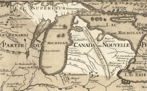 Extrait de la Carte de la Louisiane et du cours du Mississippi par Guillaume de L'Isle (1718) Source : Wikimedia Commons