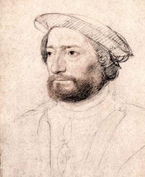 Jean de la Roque, seigneur de Poix-en-Rothelois, sieur de Roberval-en-Valois Portait au crayon et à la sanguine de Jean Clouet (ca1535) Source : Musée Condé
