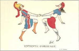 La danse de Britannia et Marianne Carte postale anonyme (1904) Source : Wikimedia commmons