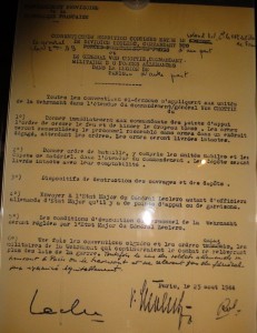 Reddition de la garnison allemande de Paris signée par le général Von Choltiz