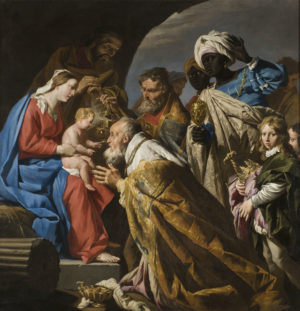 L'Adoration des Mages Peinture de Matthias Stom (XVIIe siècle) Source : Wikimedia commons
