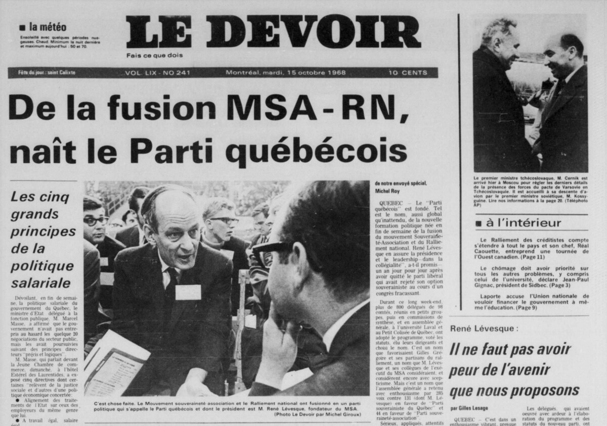 14 octobre 1968  Fondation du Parti Québécois
