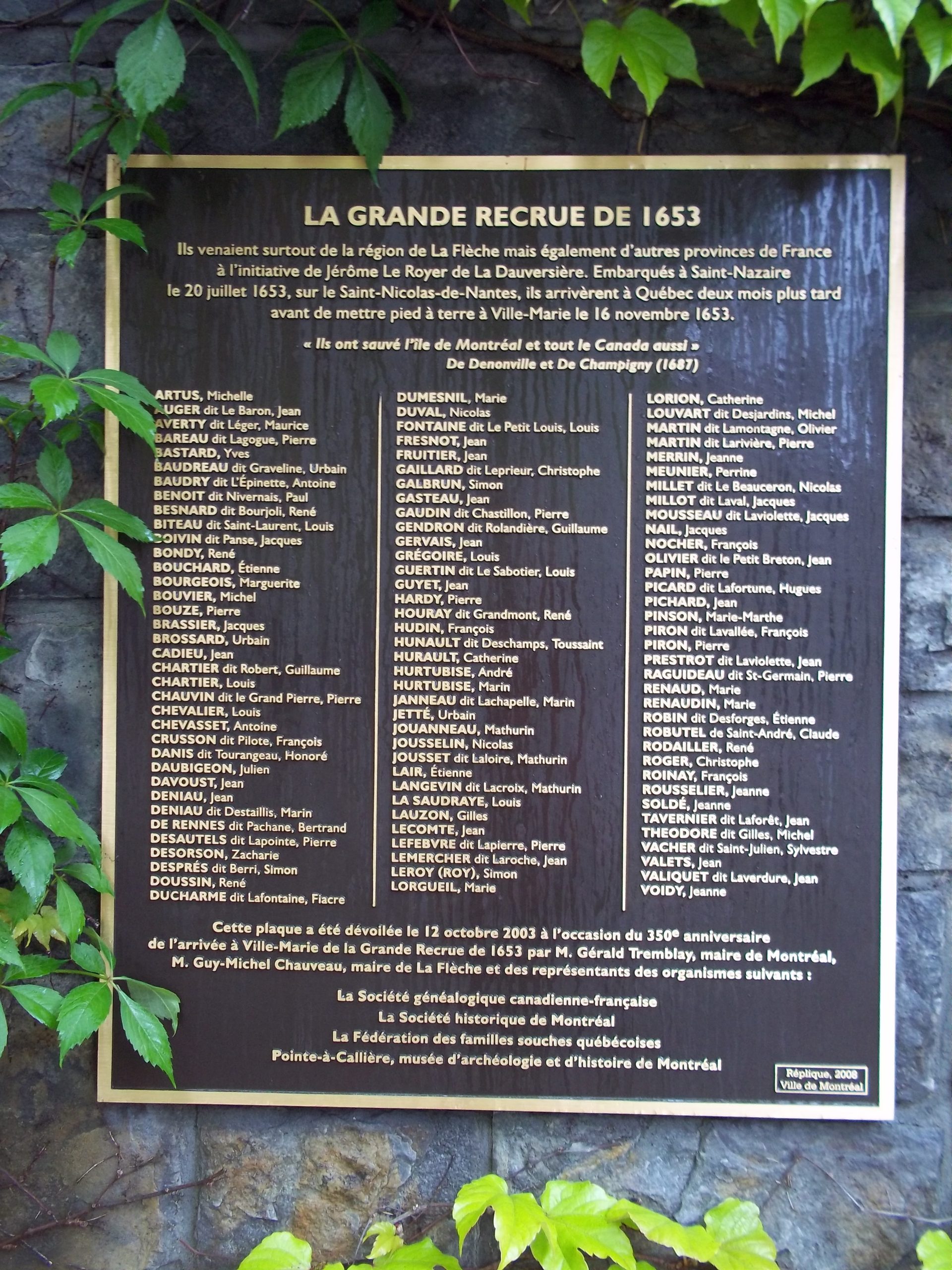 22 septembre 1653 Arrivée de la Grande Recrue à Québec